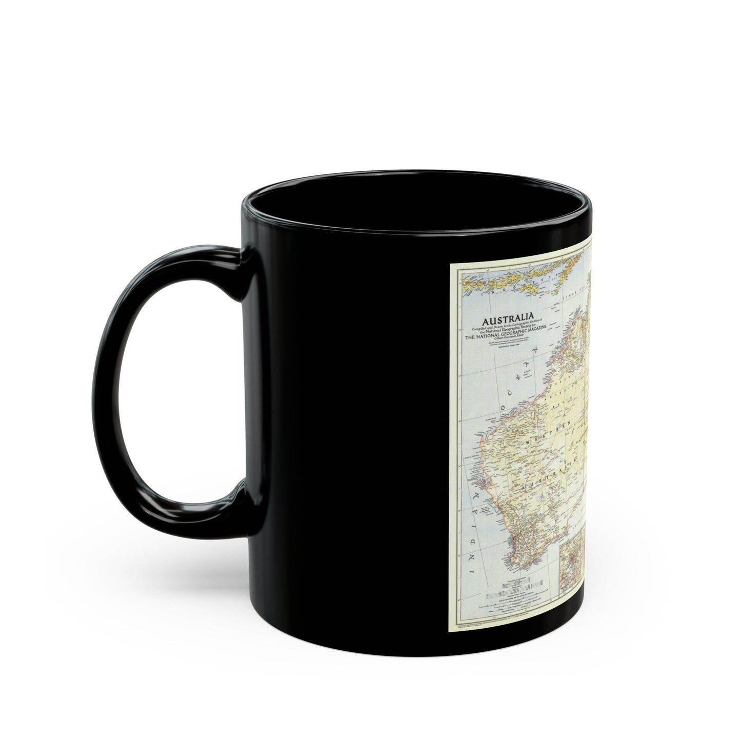 Australia (1948) (Map) Black Coffee Mug-The Sticker Space