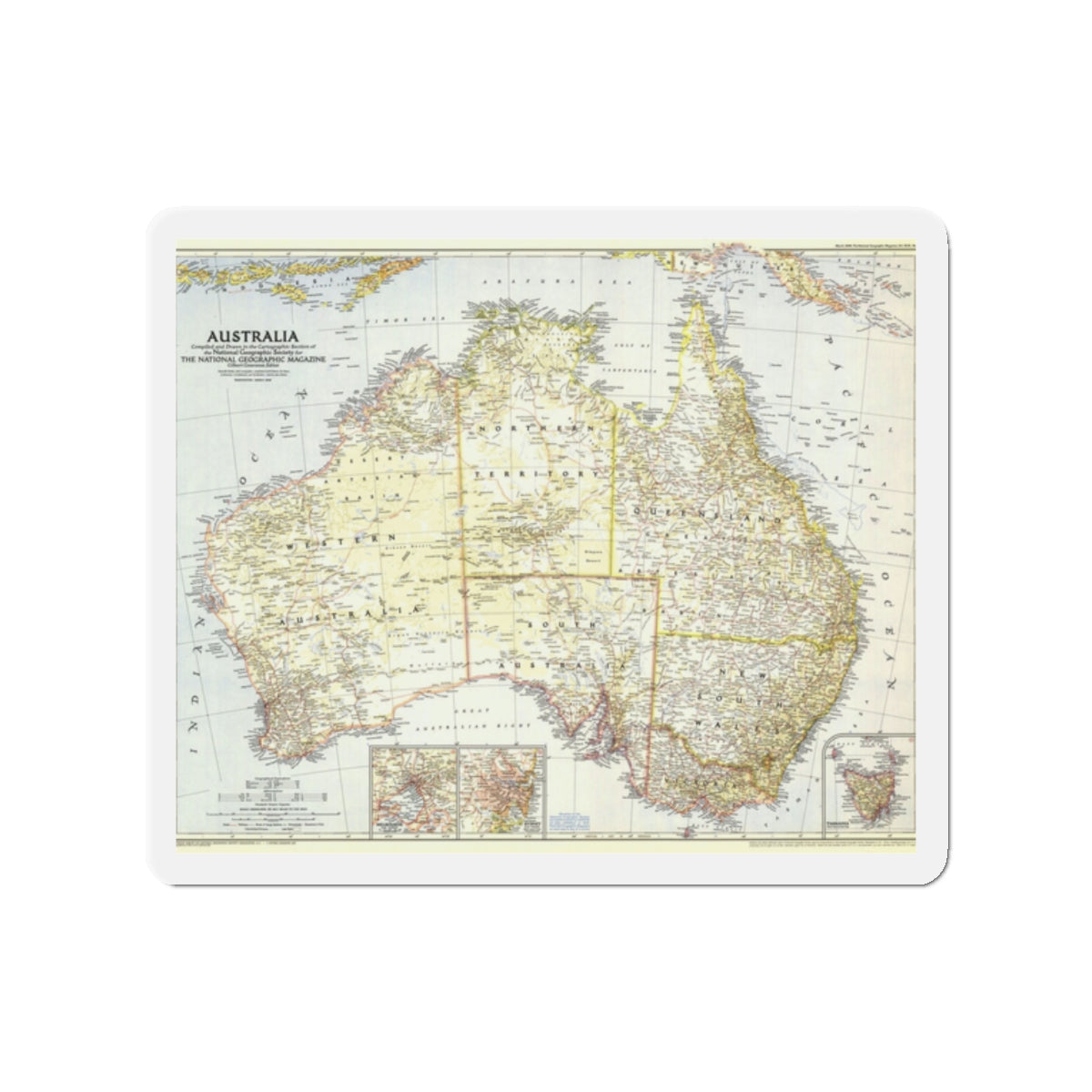 Australia (1948) (Map) Refrigerator Magnet-2" x 2"-The Sticker Space