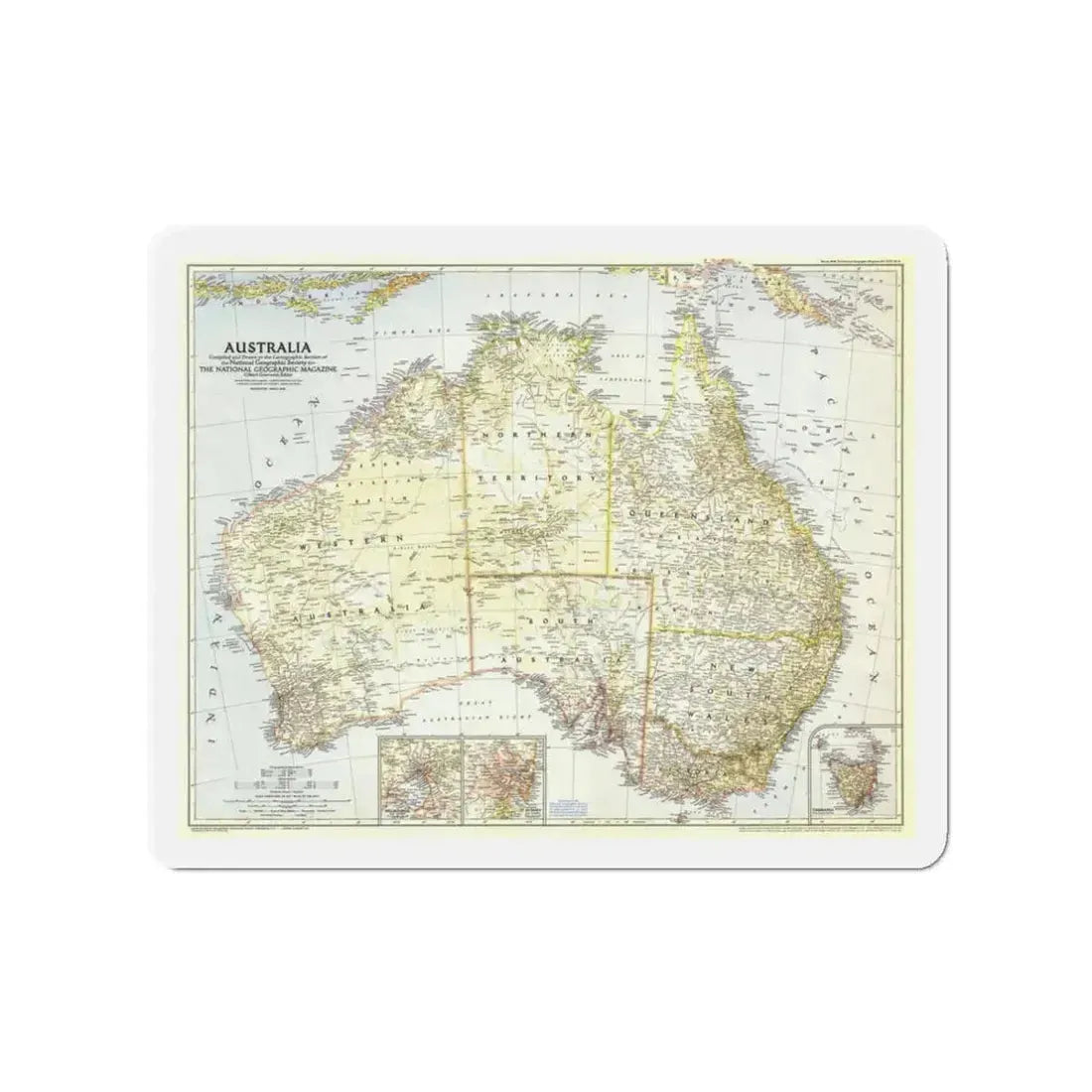Australia (1948) (Map) Refrigerator Magnet 3 Inch - The Sticker Space