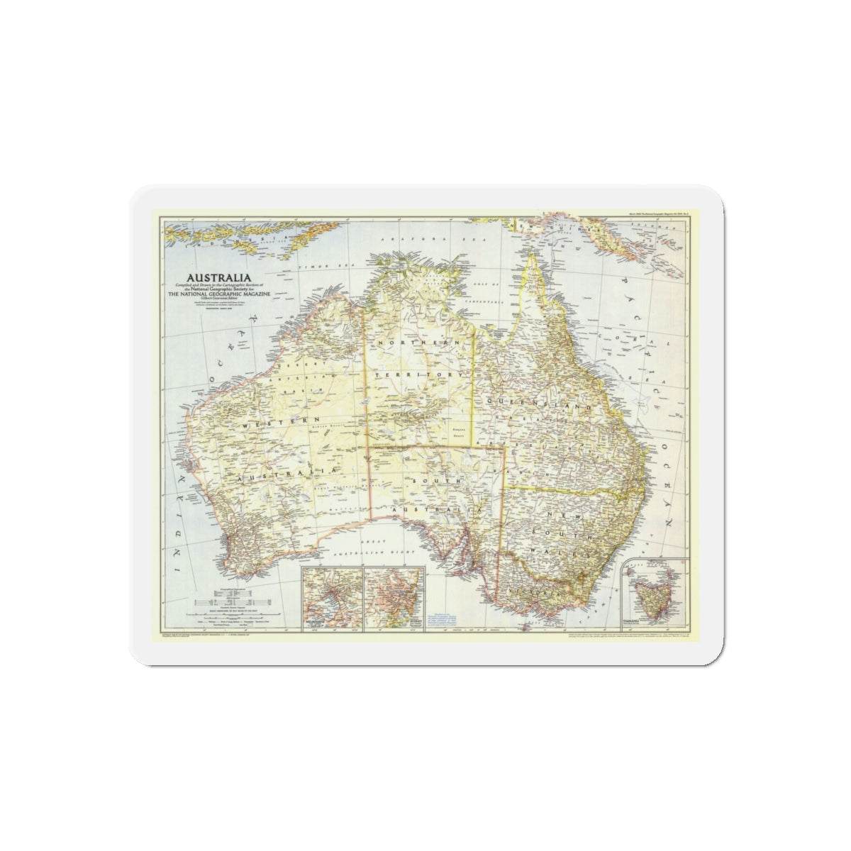 Australia (1948) (Map) Refrigerator Magnet-6 × 6"-The Sticker Space