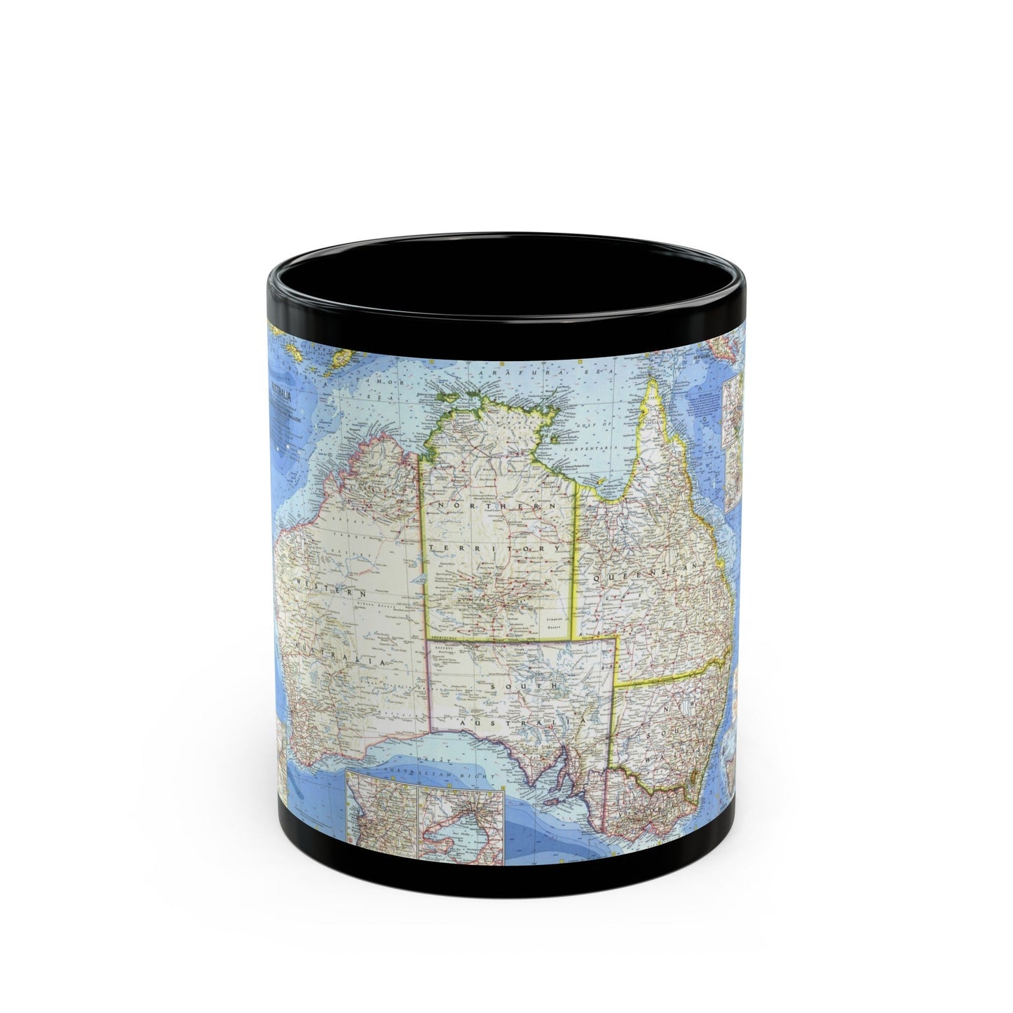 Australia (1963) (Map) Black Coffee Mug-11oz-The Sticker Space