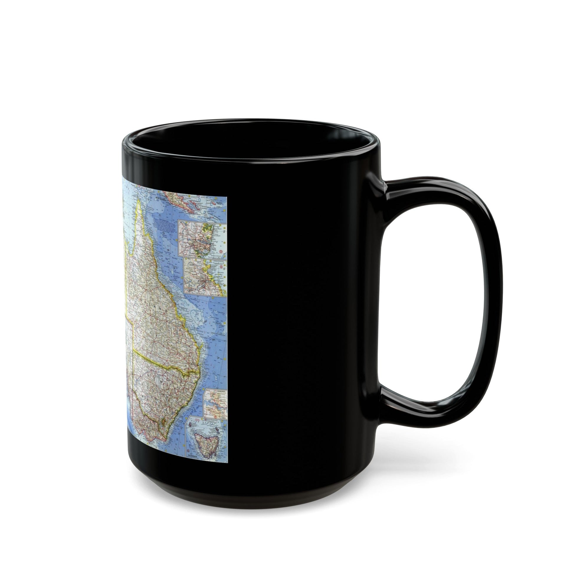 Australia (1963) (Map) Black Coffee Mug-The Sticker Space