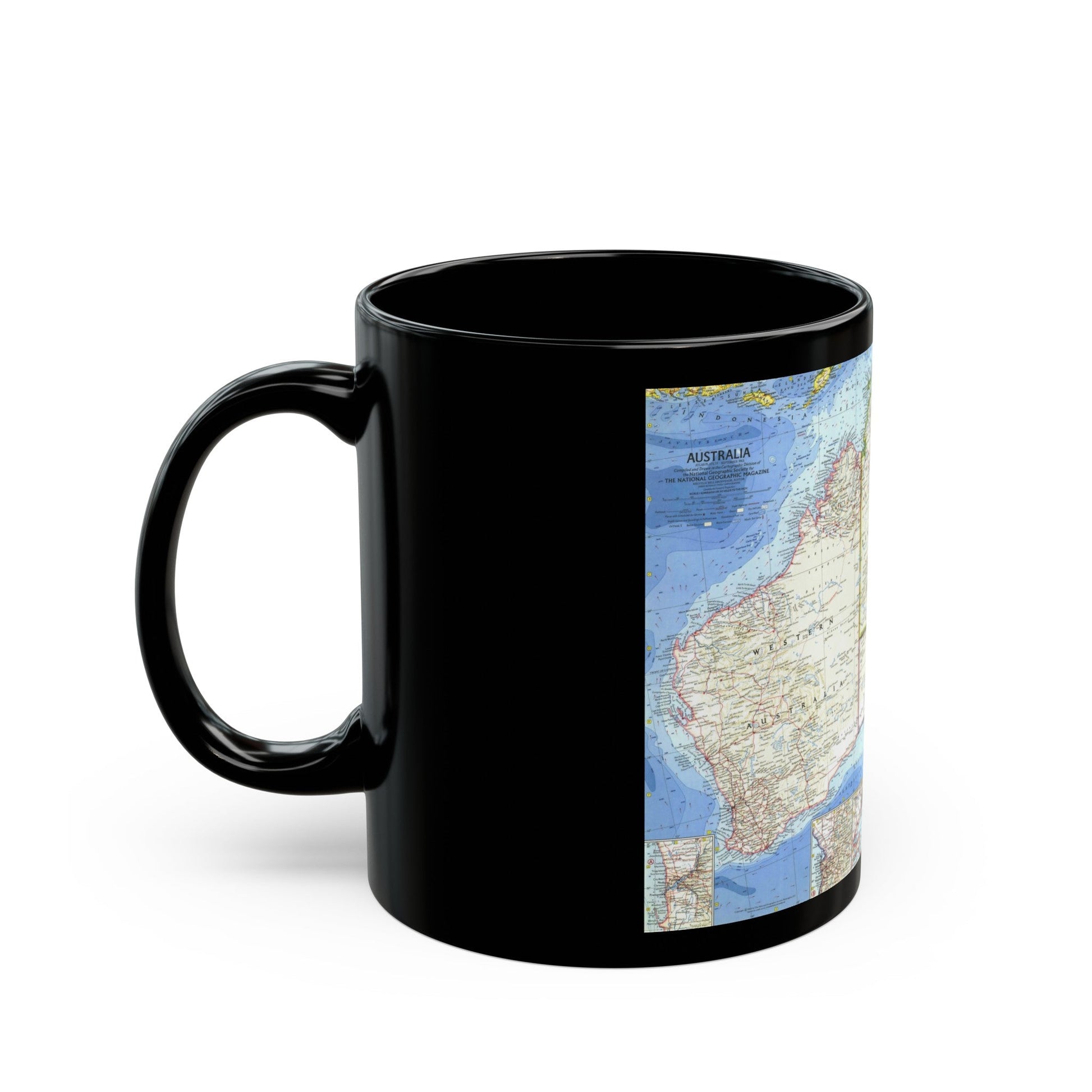 Australia (1963) (Map) Black Coffee Mug-The Sticker Space