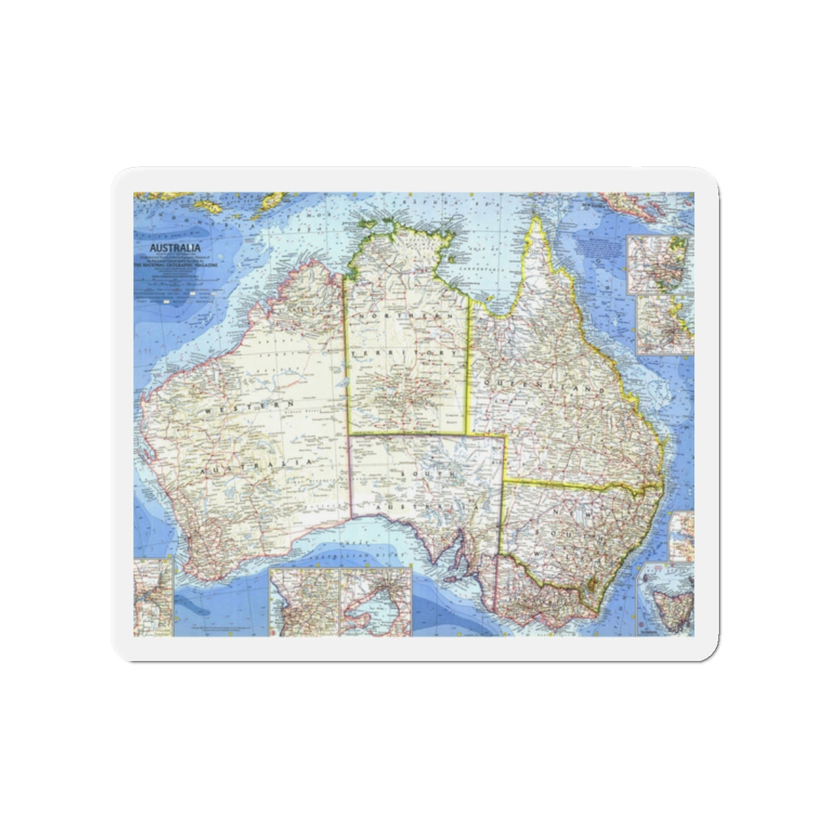 Australia (1963) (Map) Refrigerator Magnet-2" x 2"-The Sticker Space