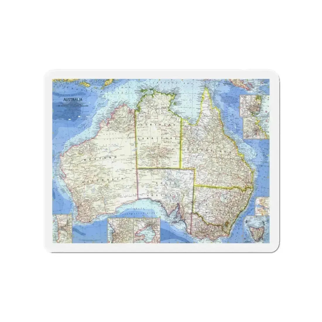 Australia (1963) (Map) Refrigerator Magnet 3 Inch - The Sticker Space