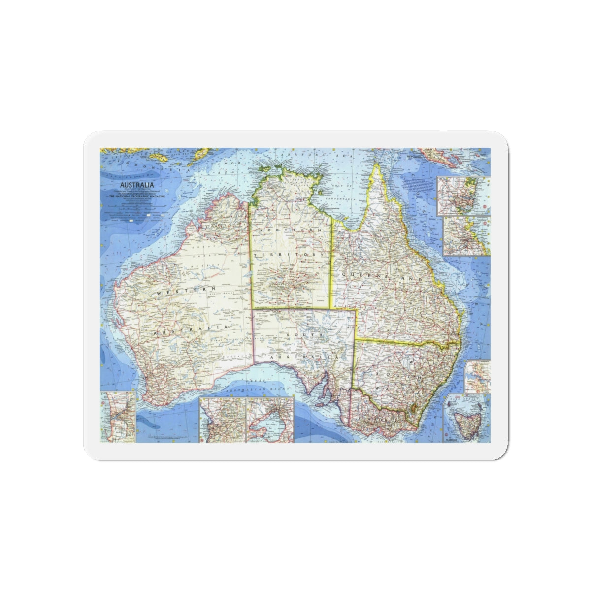 Australia (1963) (Map) Refrigerator Magnet-4" x 4"-The Sticker Space