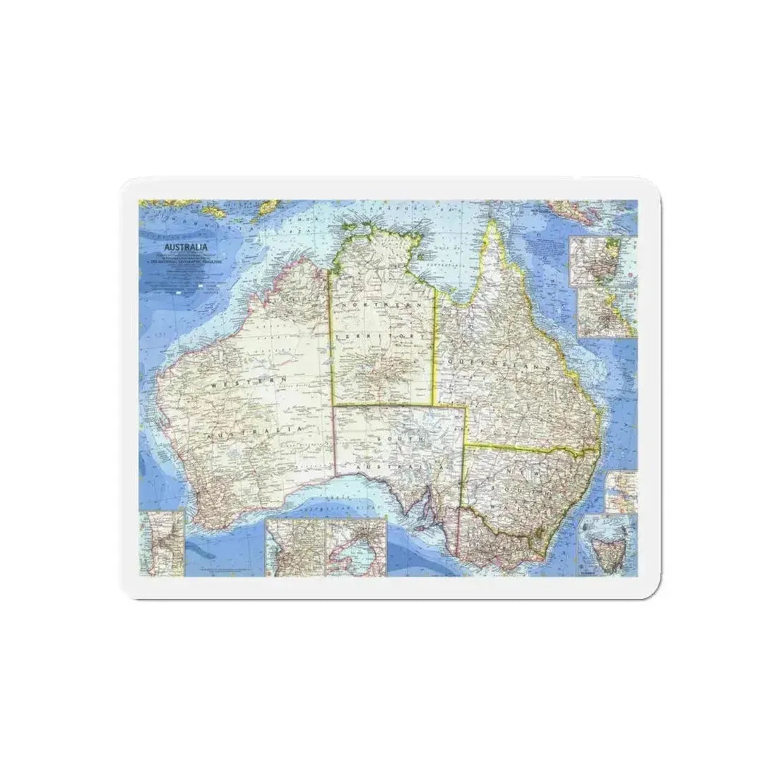 Australia (1963) (Map) Refrigerator Magnet 6 Inch - The Sticker Space