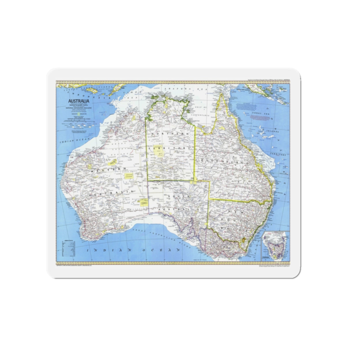 Australia (1979) (Map) Refrigerator Magnet-2" x 2"-The Sticker Space