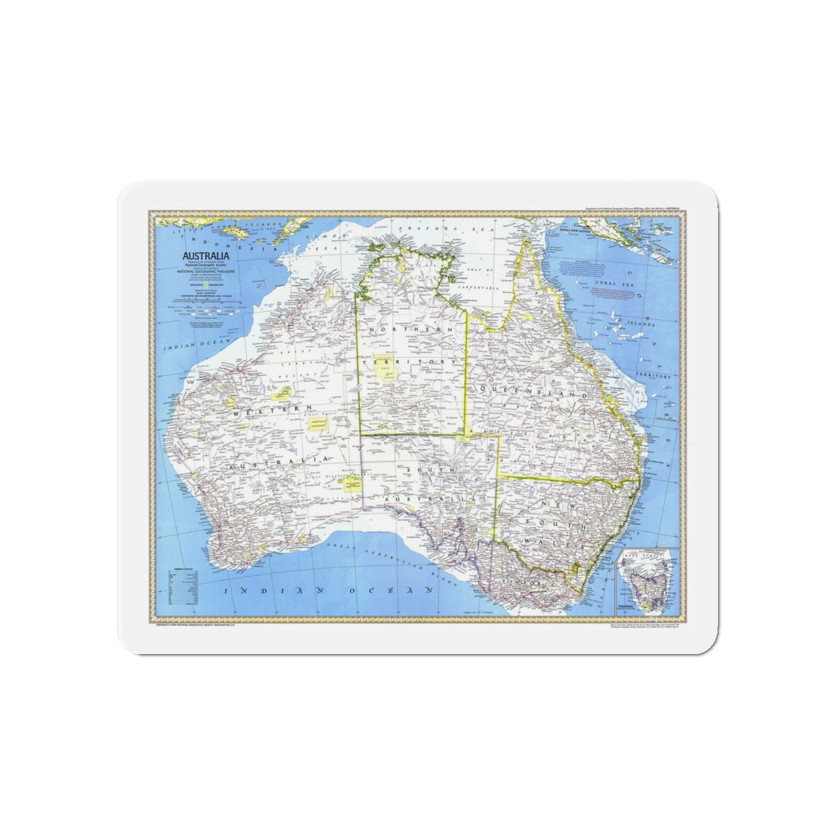 Australia (1979) (Map) Refrigerator Magnet-4" x 4"-The Sticker Space