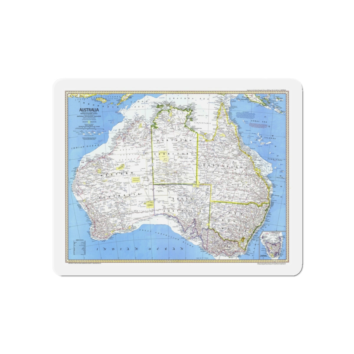 Australia (1979) (Map) Refrigerator Magnet-5" x 5"-The Sticker Space