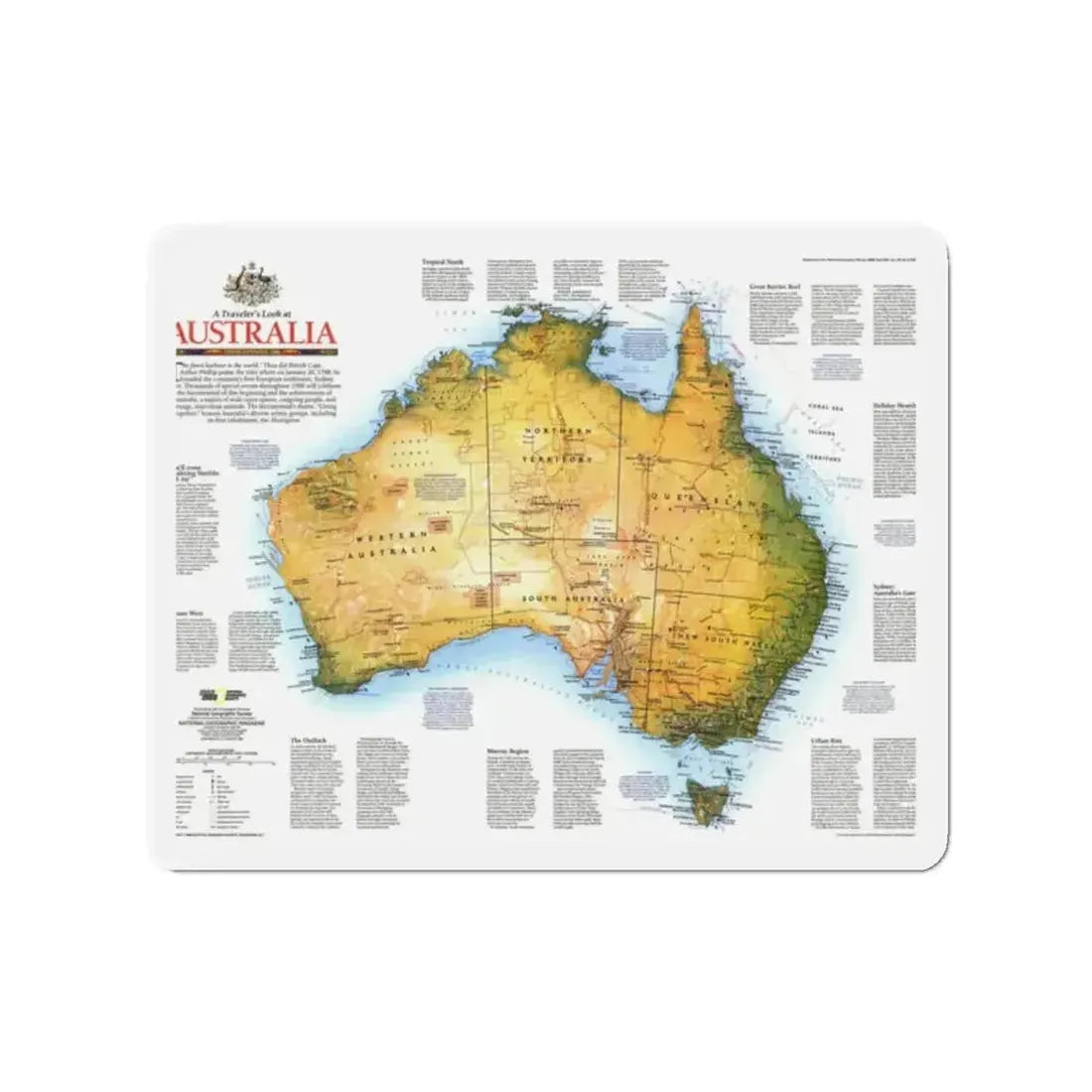 Australia - A Traveller's Look (1988) (Map) Refrigerator Magnet 2" x 2" Die-Cut 1 pc - The Sticker Space