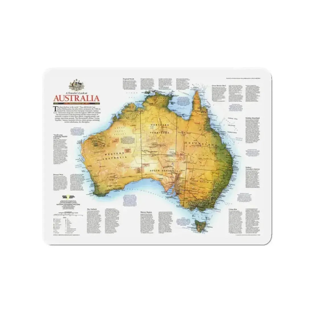 Australia - A Traveller's Look (1988) (Map) Refrigerator Magnet 3" x 3" Die-Cut 1 pc - The Sticker Space