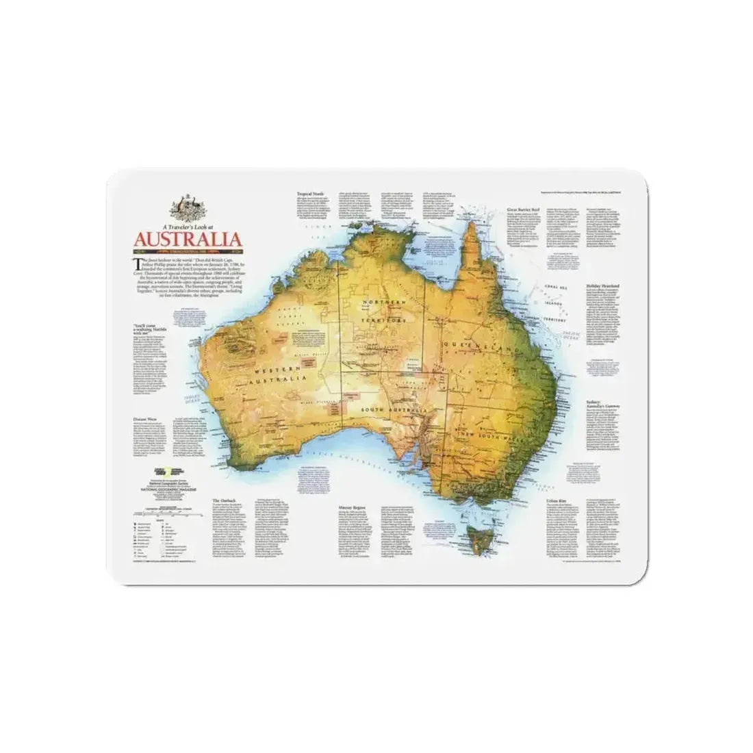 Australia - A Traveller's Look (1988) (Map) Refrigerator Magnet 4" x 4" Die-Cut 1 pc - The Sticker Space
