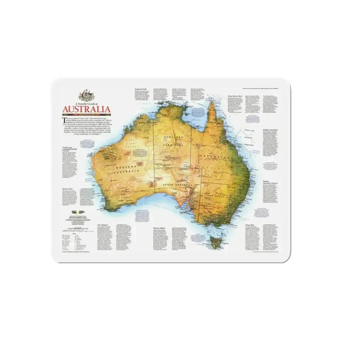 Australia - A Traveller's Look (1988) (Map) Refrigerator Magnet 5" x 5" Die-Cut 1 pc - The Sticker Space