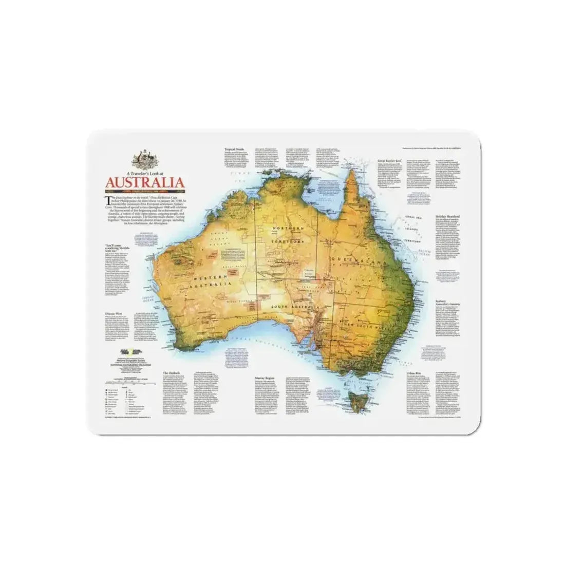 Australia - A Traveller's Look (1988) (Map) Refrigerator Magnet 6 Inch Die-Cut 1 pc - The Sticker Space