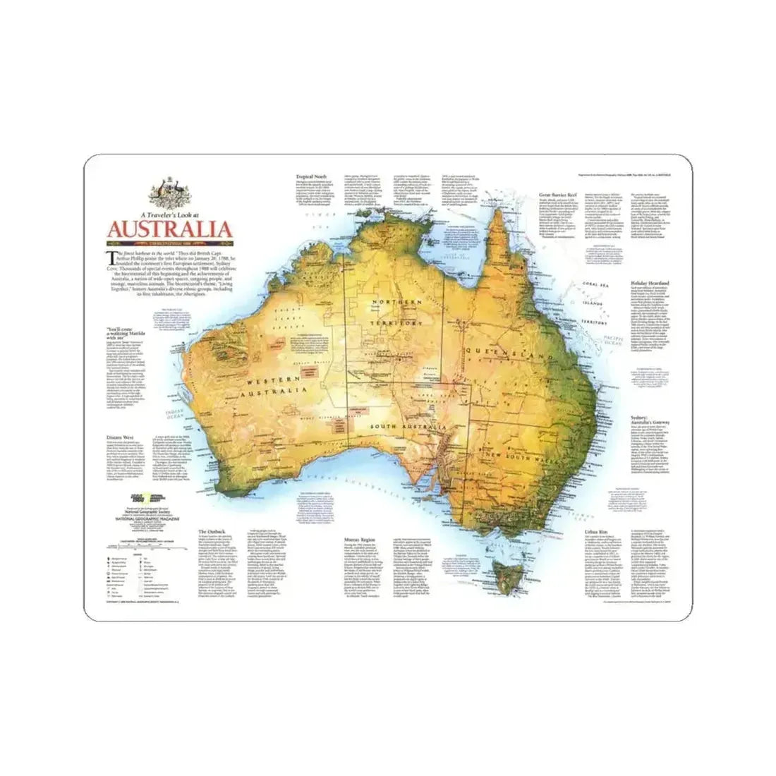 Australia - A Traveller's Look (1988) (Map) STICKER Vinyl Kiss-Cut Decal 4 Inch White - The Sticker Space