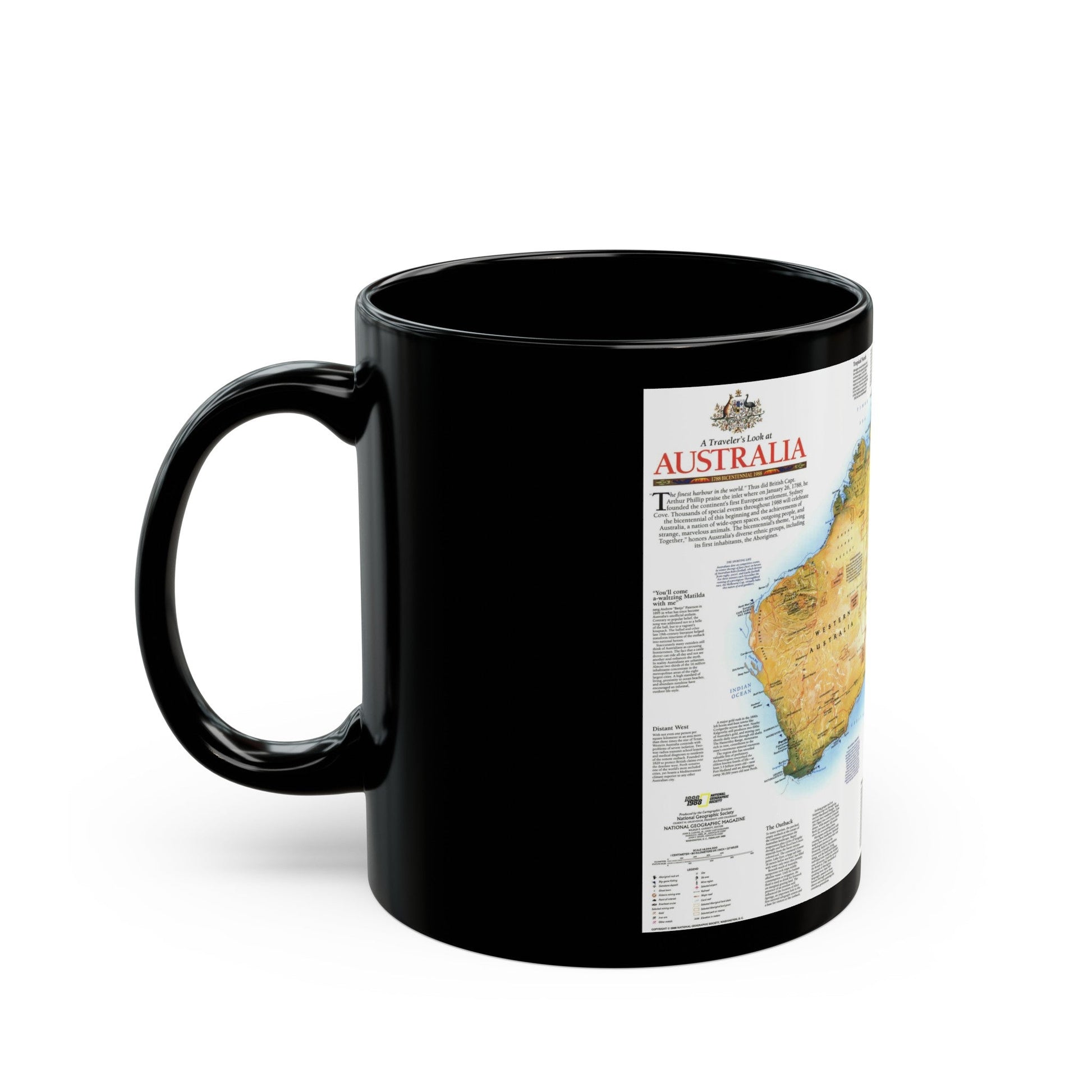 Australia - A Traveller's Look (1988) (Map) Black Coffee Mug-The Sticker Space