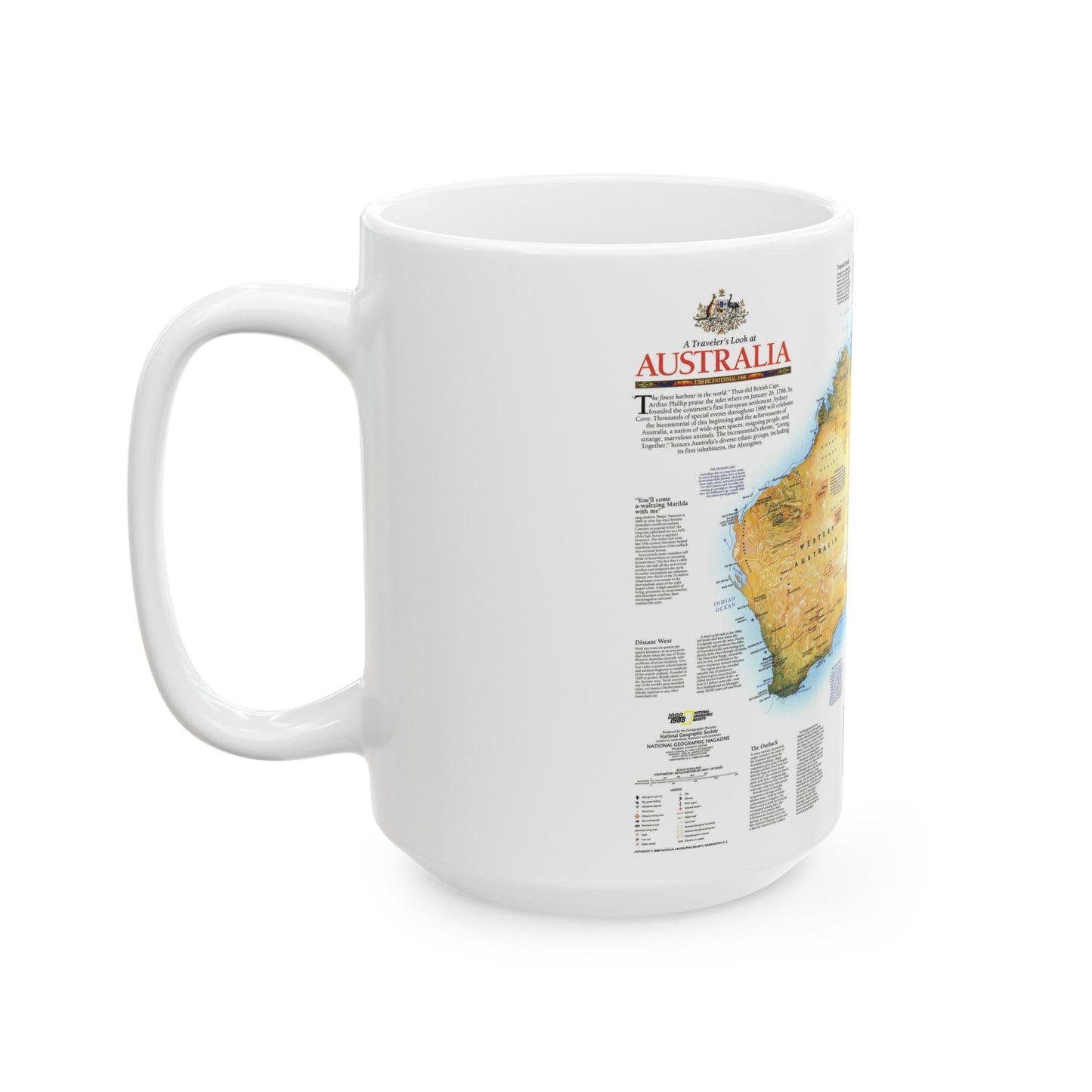 Australia - A Traveller's Look (1988) (Map) White Coffee Mug-The Sticker Space