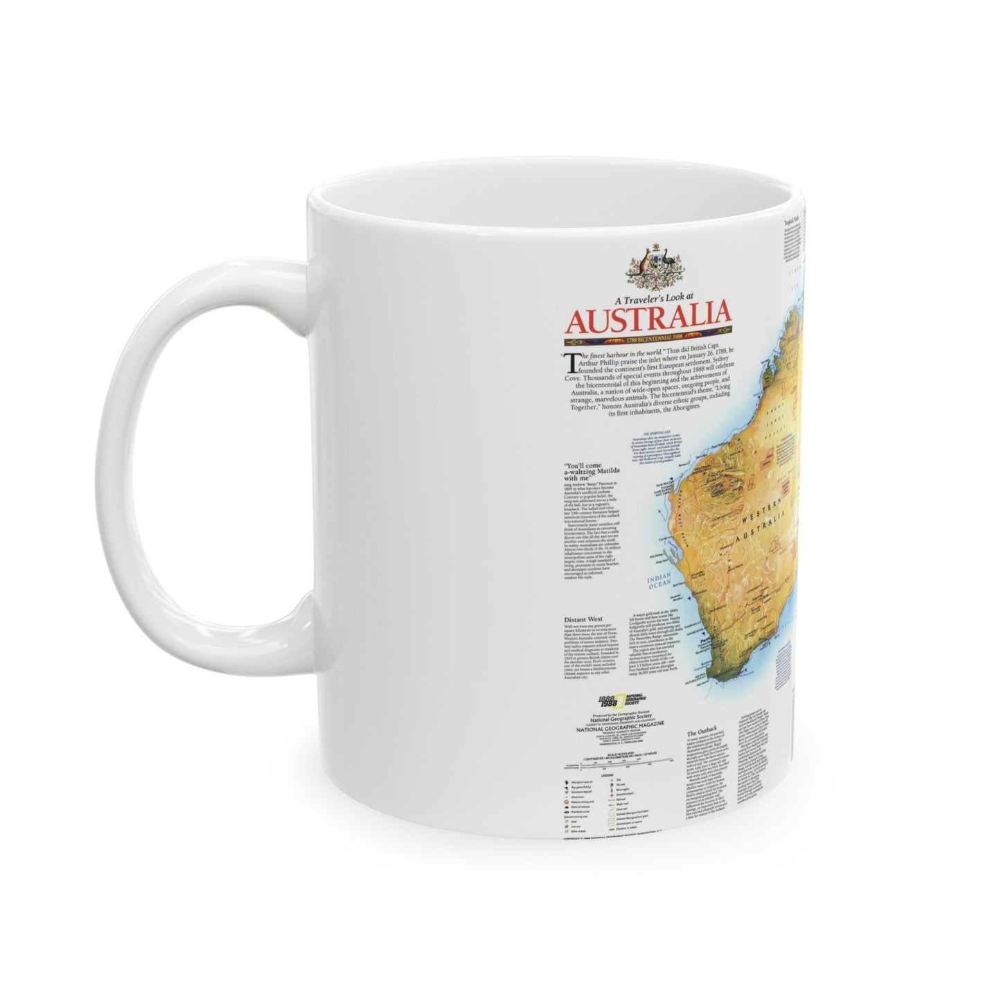 Australia - A Traveller's Look (1988) (Map) White Coffee Mug-The Sticker Space