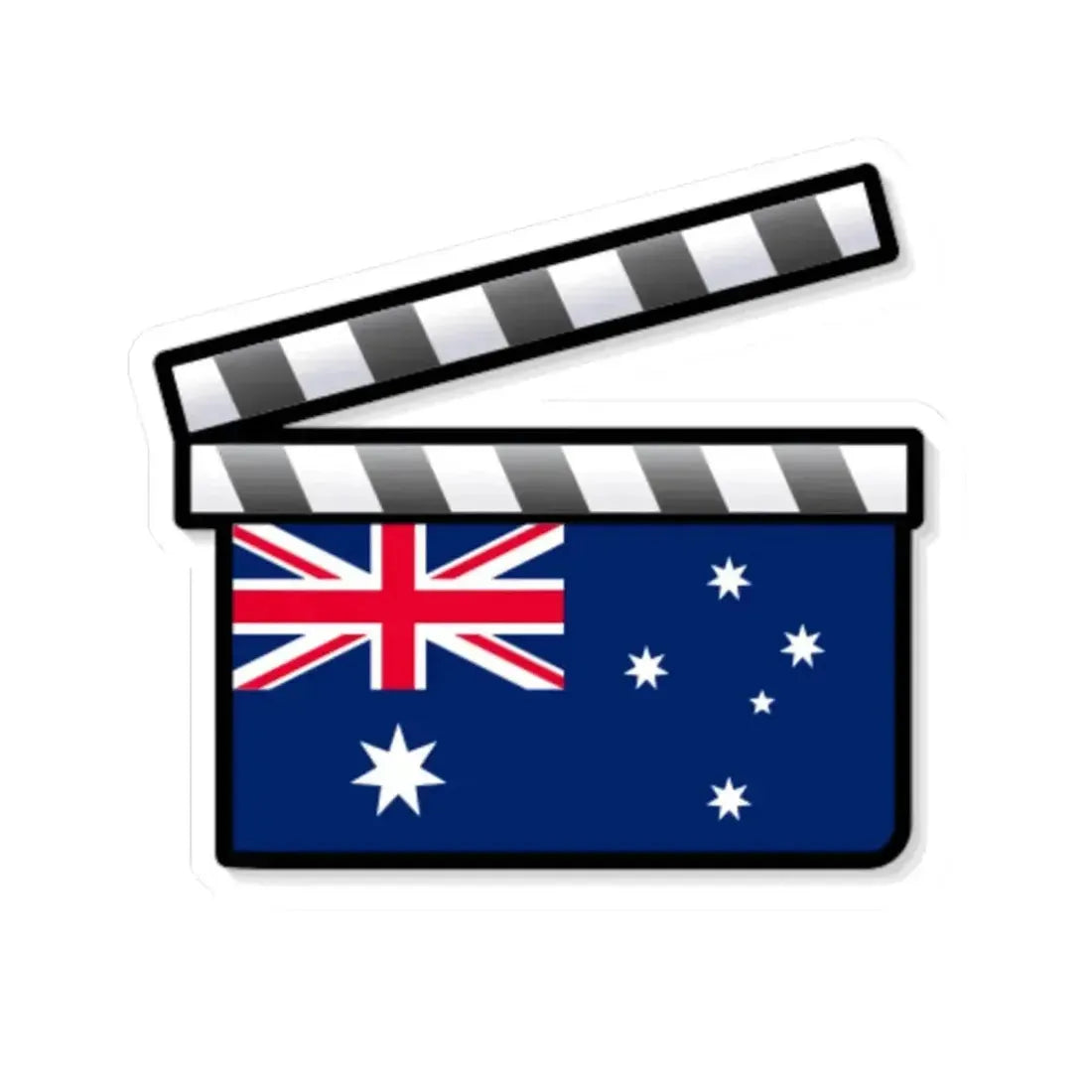 Australia film clapperboard (Australia) STICKER Vinyl Kiss-Cut Decal 6 Inch White - The Sticker Space