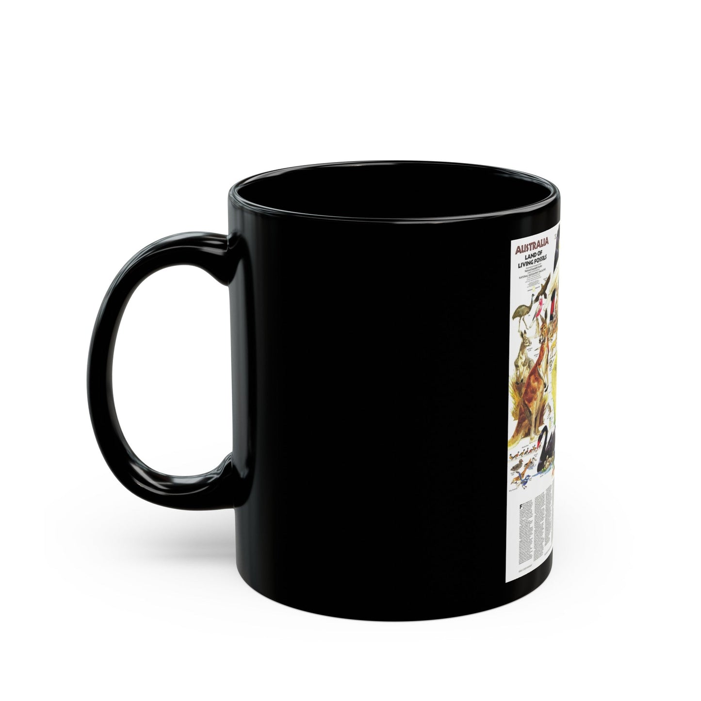 Australia- Land of Living Fossils (1979) (Map) Black Coffee Mug-The Sticker Space