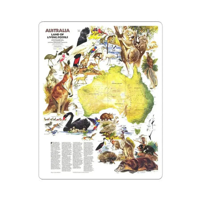 Australia- Land of Living Fossils (1979) (Map) STICKER Vinyl Kiss-Cut Decal 4 Inch White - The Sticker Space