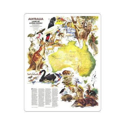 Australia- Land of Living Fossils (1979) (Map) STICKER Vinyl Kiss-Cut Decal 6 Inch White - The Sticker Space