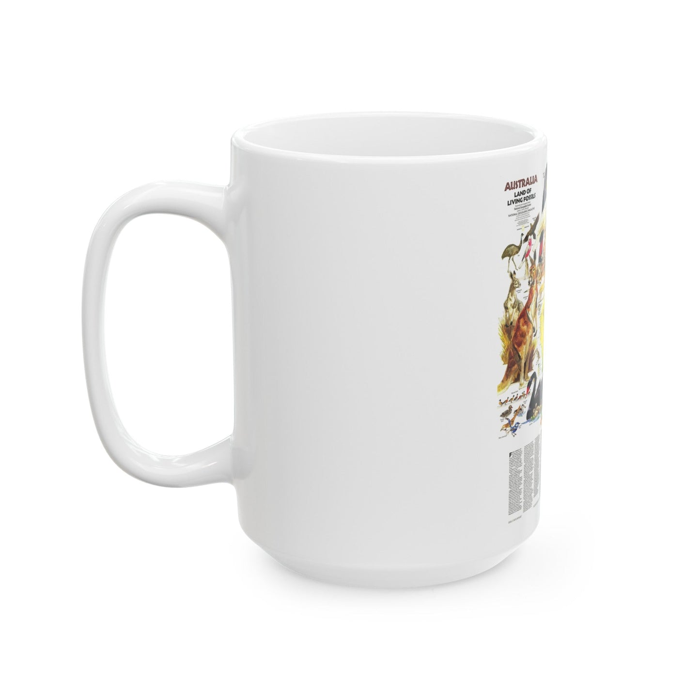 Australia- Land of Living Fossils (1979) (Map) White Coffee Mug-The Sticker Space