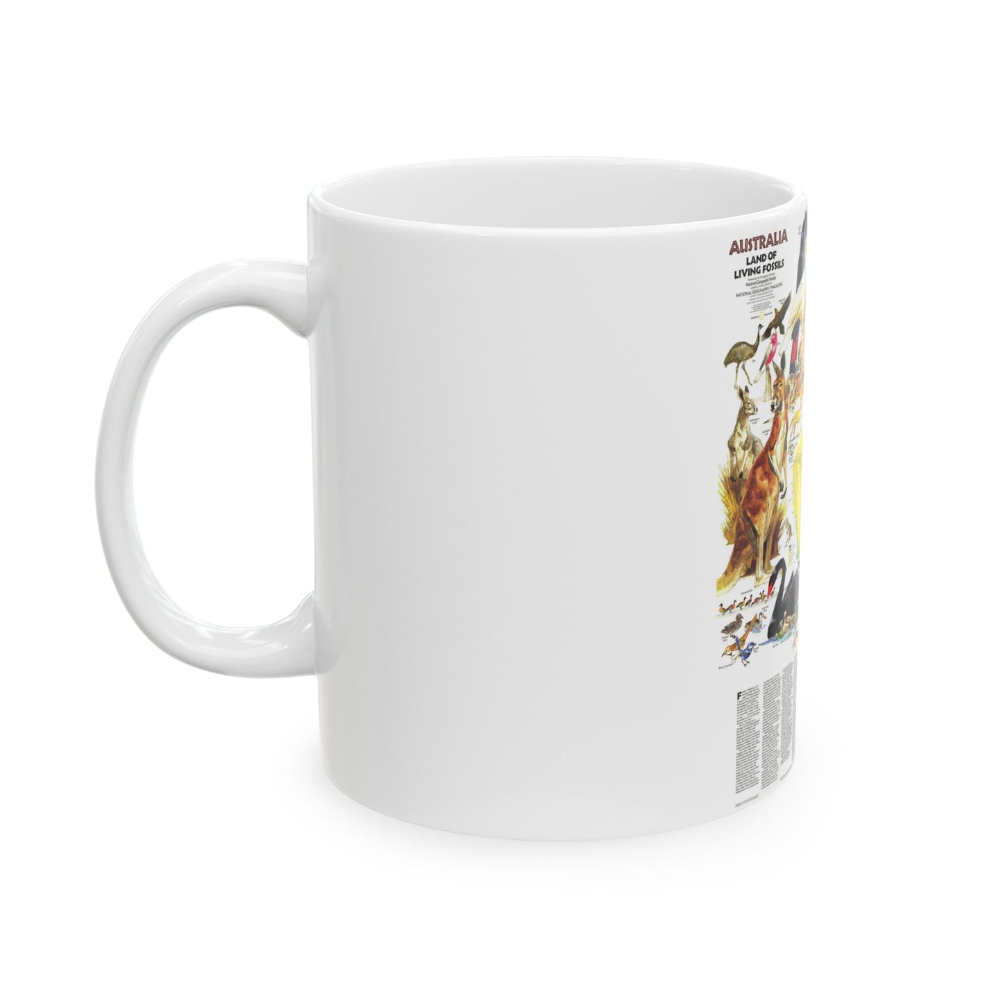 Australia- Land of Living Fossils (1979) (Map) White Coffee Mug-The Sticker Space