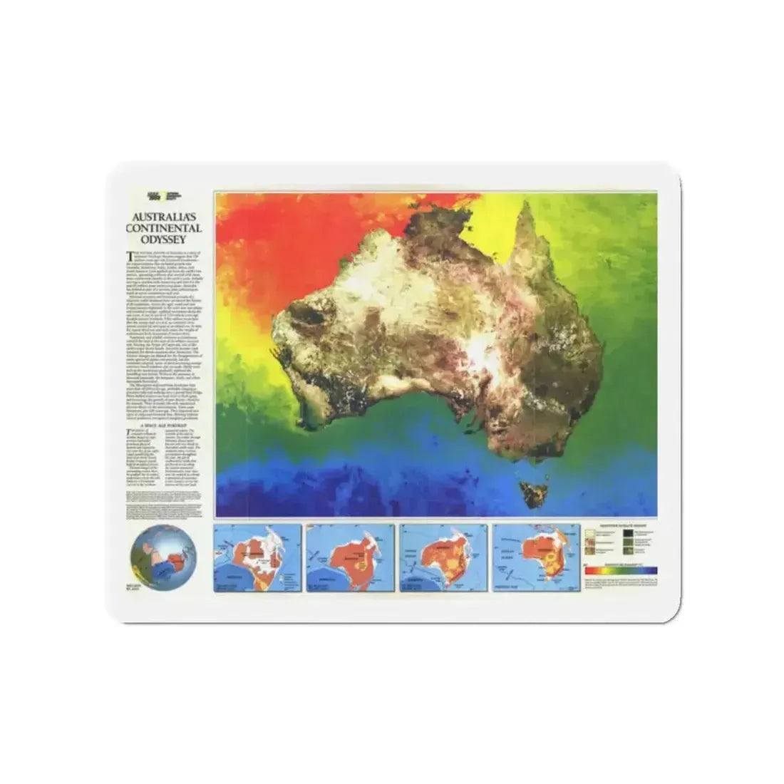 Australia's Continental Odyssey (1988) (Map) Refrigerator Magnet 2" x 2" Die-Cut 1 pc - The Sticker Space