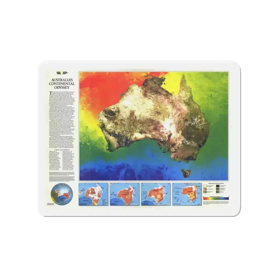 Australia's Continental Odyssey (1988) (Map) Refrigerator Magnet 3" x 3" Die-Cut 1 pc - The Sticker Space
