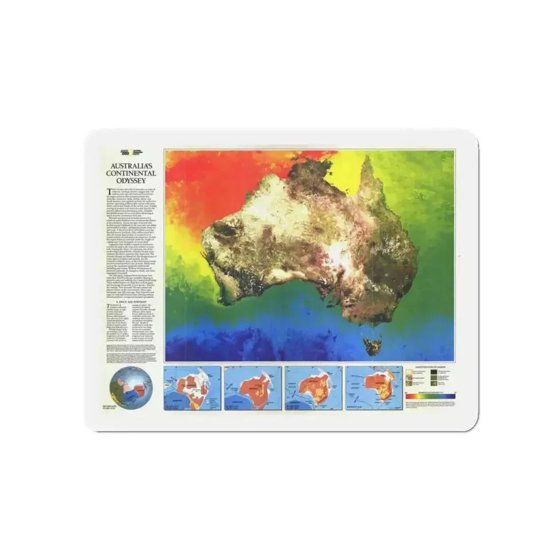 Australia's Continental Odyssey (1988) (Map) Refrigerator Magnet 5" x 5" Die-Cut 1 pc - The Sticker Space