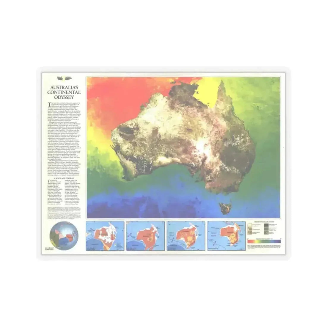 Australia's Continental Odyssey (1988) (Map) STICKER Vinyl Kiss-Cut Decal 3 Inch Transparent - The Sticker Space