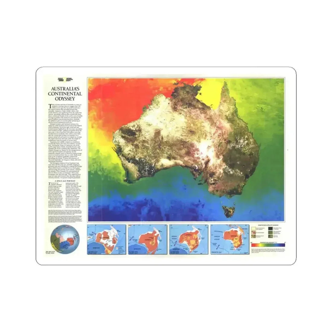 Australia's Continental Odyssey (1988) (Map) STICKER Vinyl Kiss-Cut Decal 6 Inch White - The Sticker Space