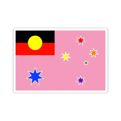 Australian Gay Pride with Aboriginal Flag Rainbow Crux 2-3 (Australia) STICKER Vinyl Kiss-Cut Decal 2 Inch White - The Sticker Space