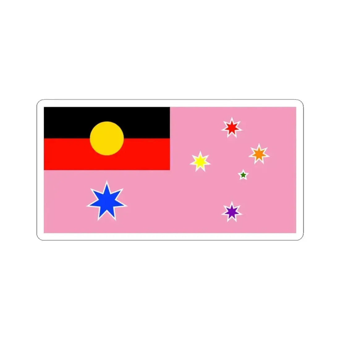Australian Gay Pride with Aboriginal Flag Rainbow Crux (Australia) STICKER Vinyl Kiss-Cut Decal 3 Inch White - The Sticker Space
