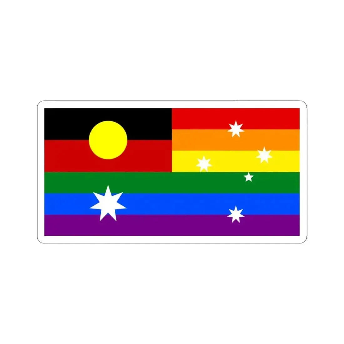 Australian LGBT Flag with Aboriginal Flag (Australia) STICKER Vinyl Kiss-Cut Decal 4 Inch White - The Sticker Space