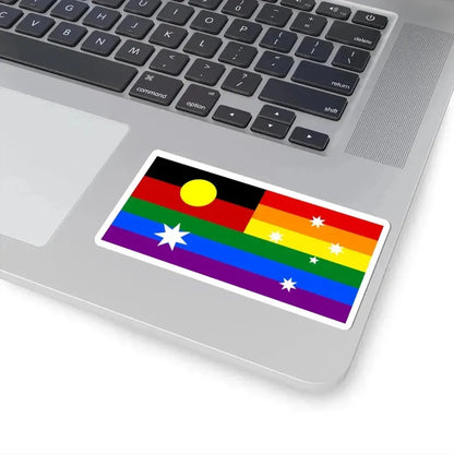 Australian LGBT Flag with Aboriginal Flag (Australia) STICKER Vinyl Kiss-Cut Decal - The Sticker Space