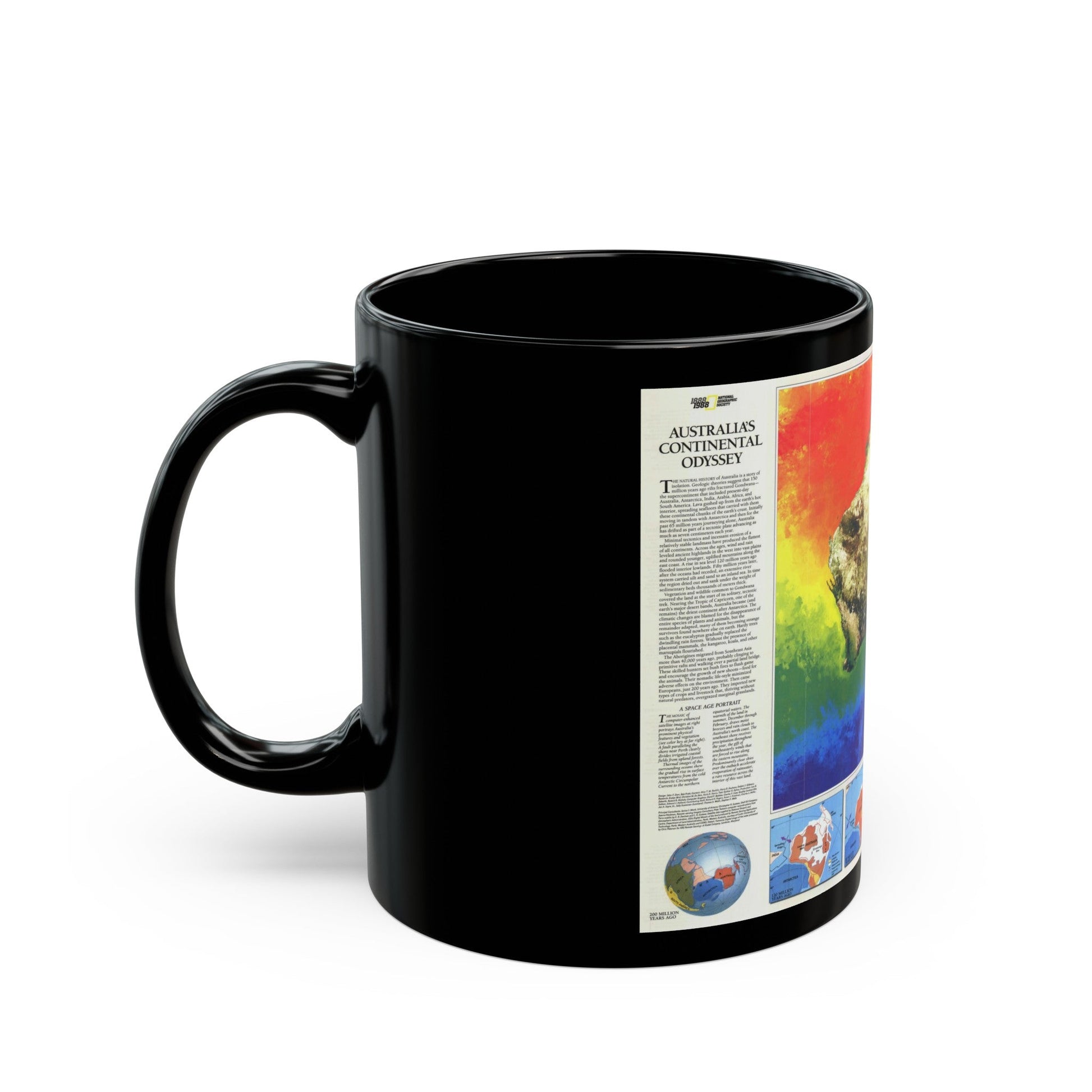 Australia's Continental Odyssey (1988) (Map) Black Coffee Mug-The Sticker Space