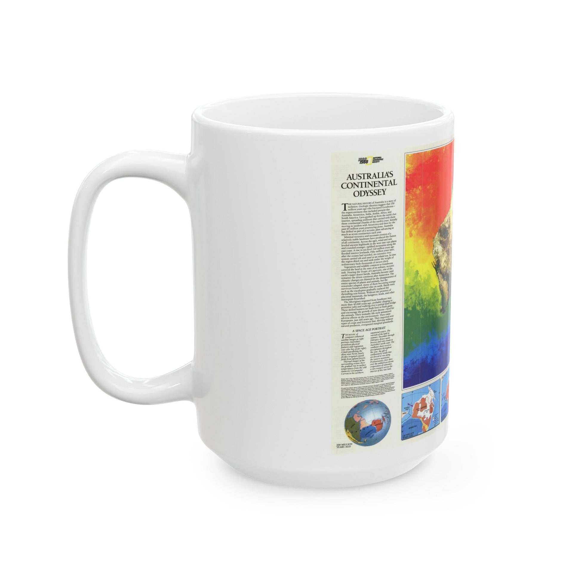 Australia's Continental Odyssey (1988) (Map) White Coffee Mug-The Sticker Space