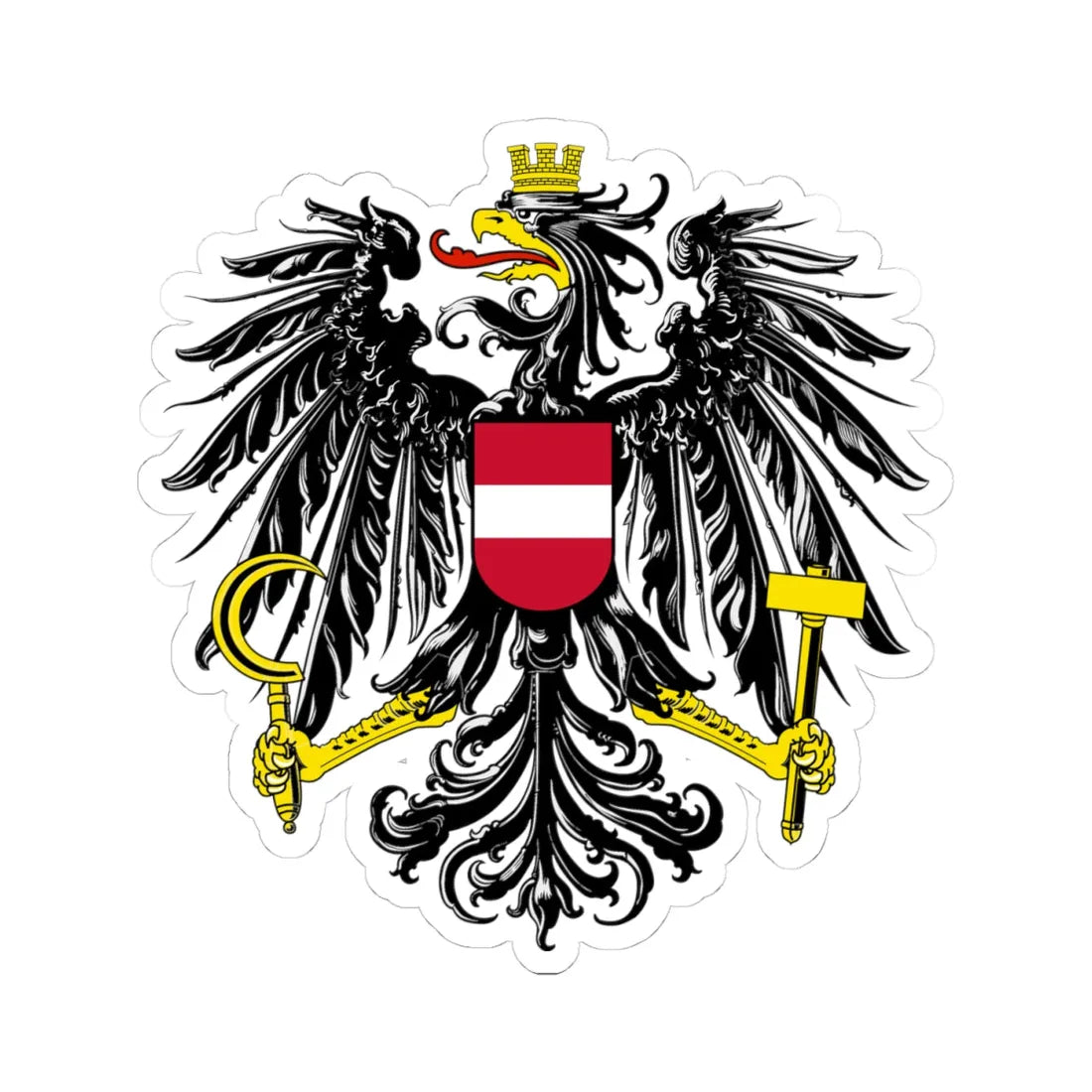 Austria Bundesadler 1919-1934 (Austria) (Coat of Arms) STICKER Vinyl Kiss-Cut Decal 4 Inch White - The Sticker Space