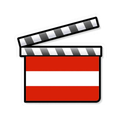 Austria film clapperboard (Austria) STICKER Vinyl Kiss-Cut Decal 3 Inch White - The Sticker Space