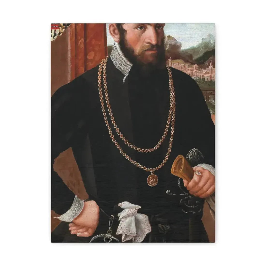 Austrian Court Painter - Portrait of the Imperial Privy Councillor Anton Rummel von Lichtenau, his coat - Canvas Wall Art 12″ x 16″ 1.25" - The Sticker Space