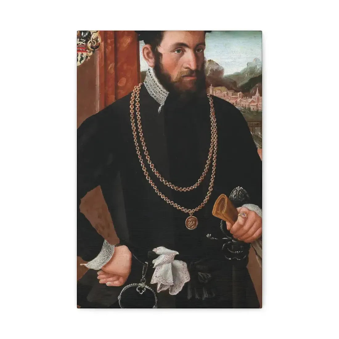 Austrian Court Painter - Portrait of the Imperial Privy Councillor Anton Rummel von Lichtenau, his coat - Canvas Wall Art 12" x 18" 1.25" - The Sticker Space