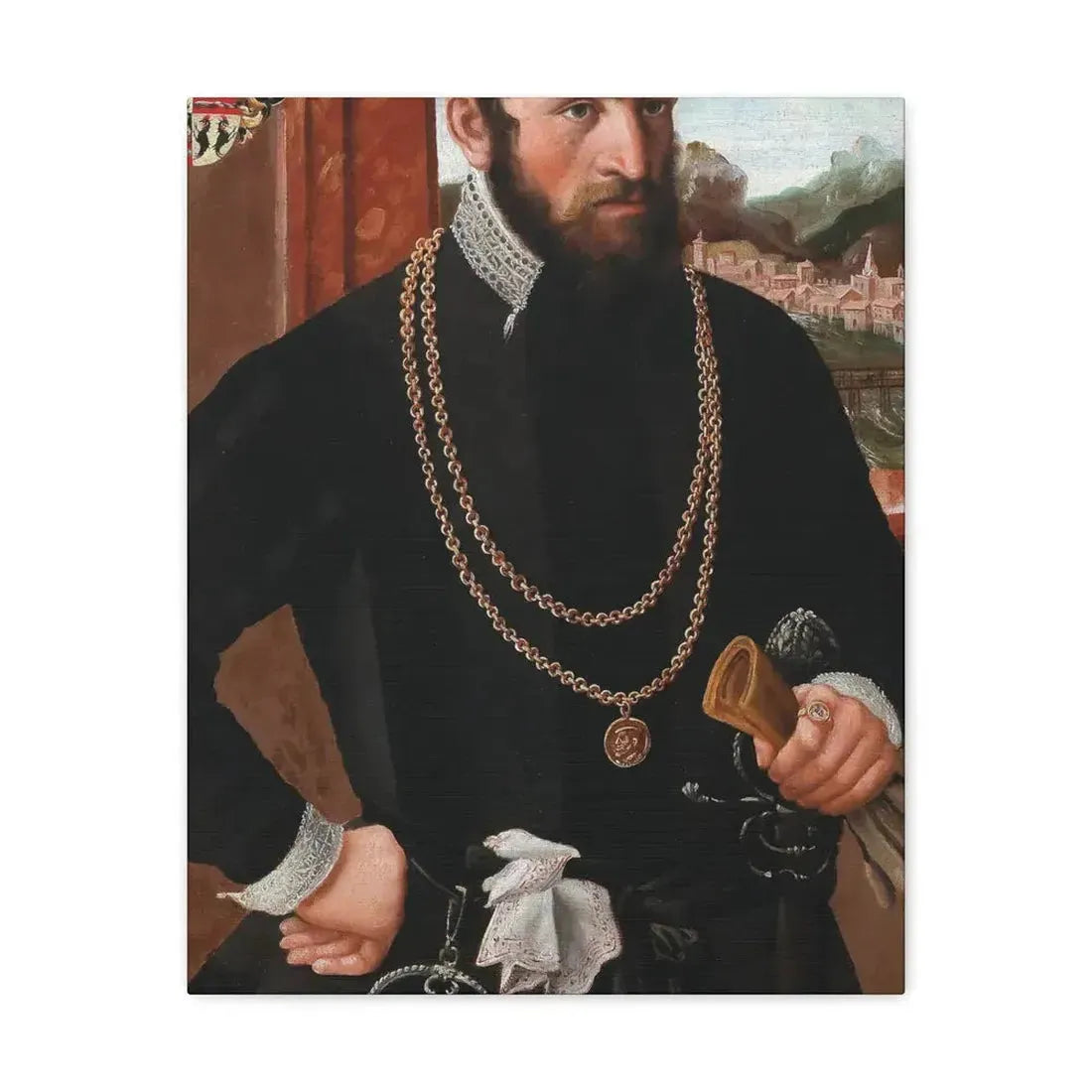 Austrian Court Painter - Portrait of the Imperial Privy Councillor Anton Rummel von Lichtenau, his coat - Canvas Wall Art 16″ x 20″ 1.25" - The Sticker Space