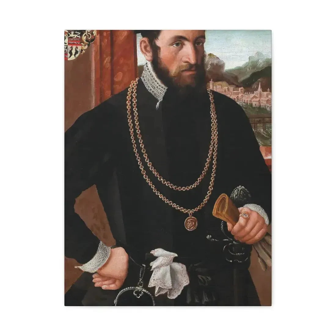 Austrian Court Painter - Portrait of the Imperial Privy Councillor Anton Rummel von Lichtenau, his coat - Canvas Wall Art 18″ x 24″ 1.25" - The Sticker Space