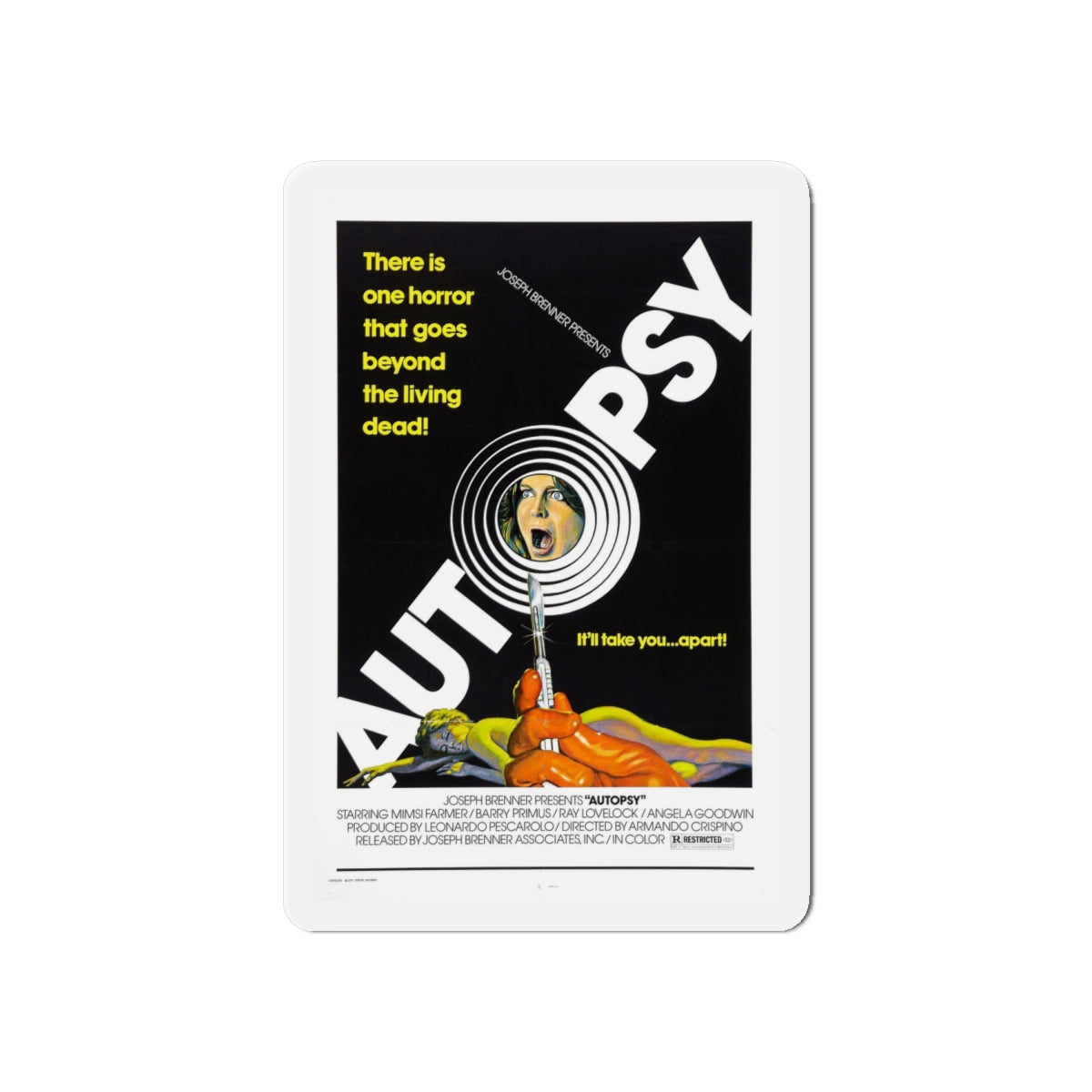 AUTOPSY 1975 Movie Poster - Die-Cut Magnet-6 × 6"-The Sticker Space