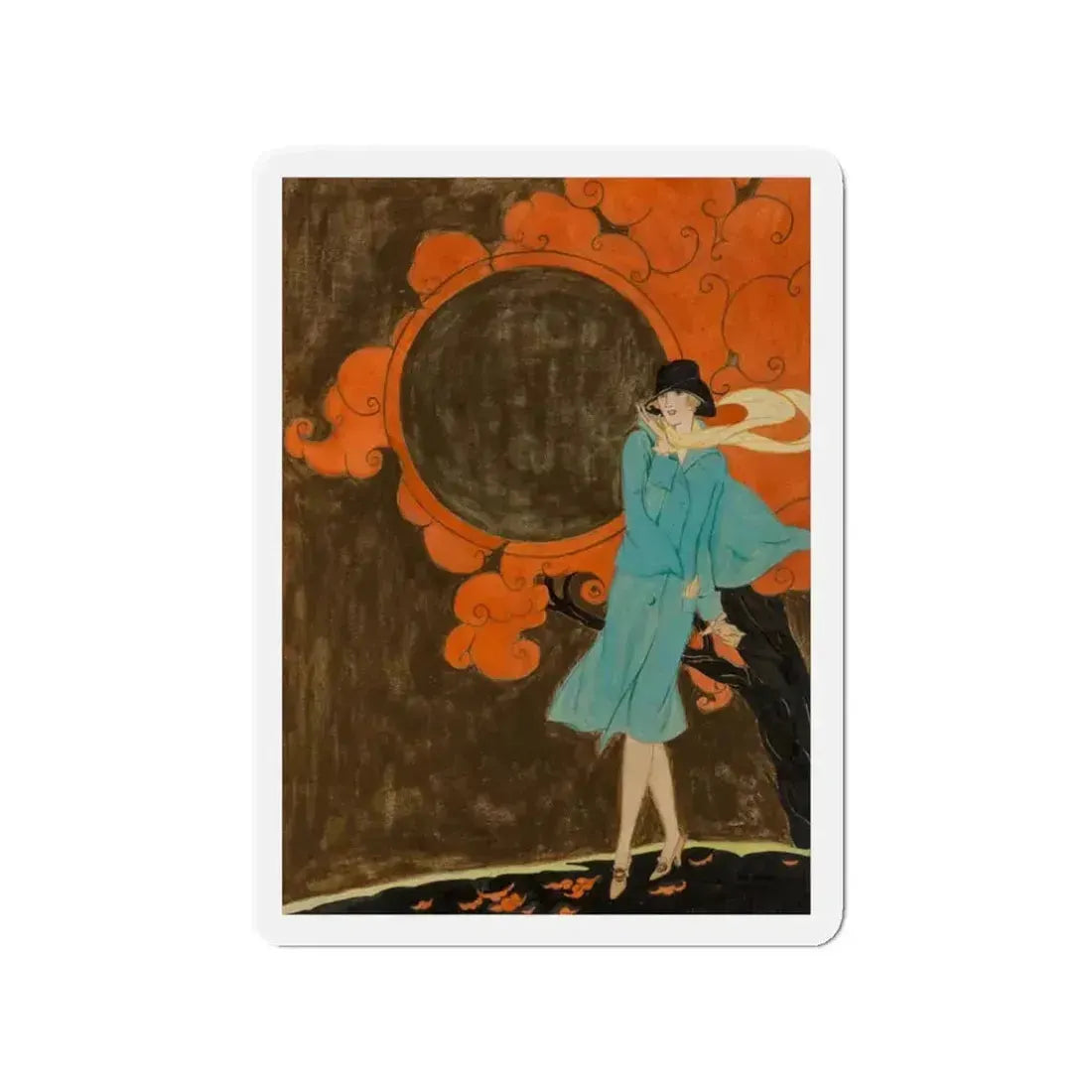 Autumn Breeze, Golden Book cover illustration, October 1926 (Magazine Illustration) Refrigerator Magnet 3 Inch Die-Cut - The Sticker Space