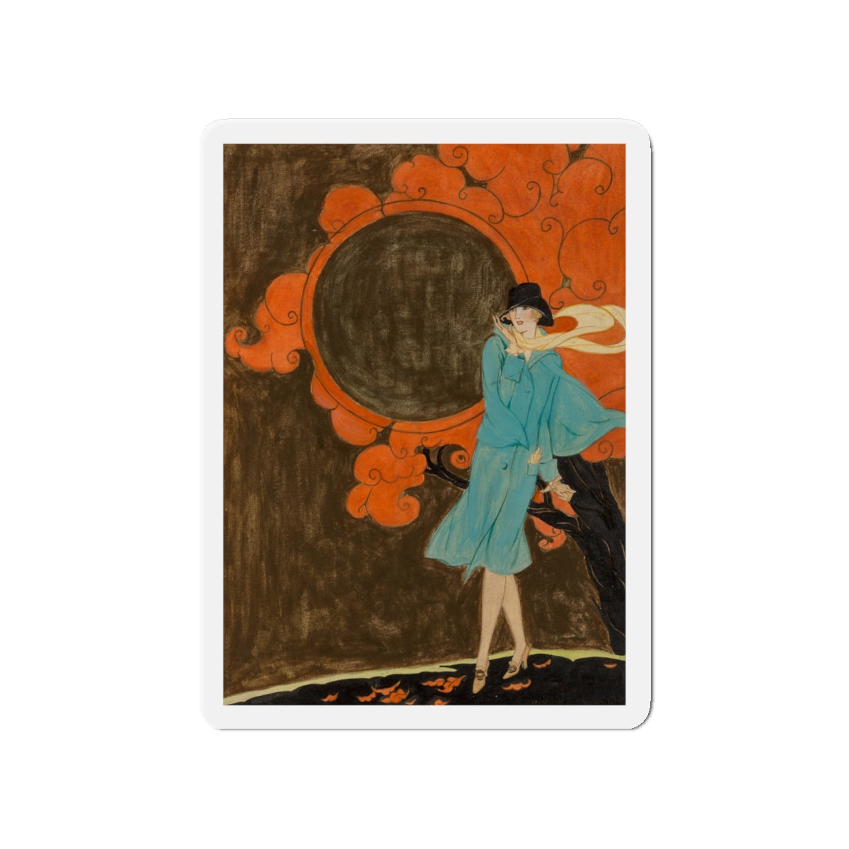 Autumn Breeze, Golden Book cover illustration, October 1926 (Magazine Illustration) Refrigerator Magnet-4" x 4"-The Sticker Space