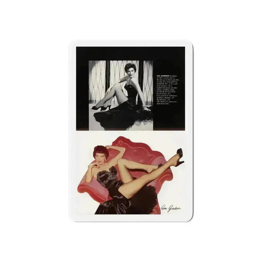 Ava Gardner #234 - 1 Full Page, 1 B&W Photo Top & Statistics & 1 Color Pin-Up below from Modern Screen Pin-Ups Magazine Issue #01 (Vintage Female Icon) Refrigerator Magnet 6 Inch Die-Cut - The Sticker Space